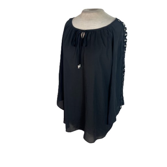 Zac & Rachel Tops - Zac & Rachel Flowy Black Top Shirt Blouse L Large